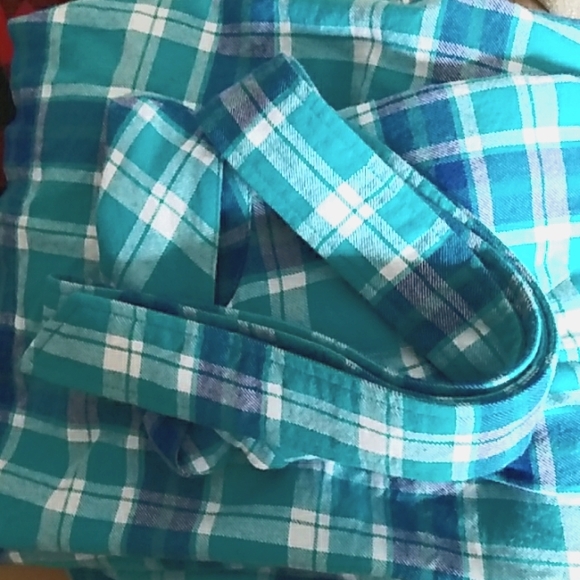 Pajamagram Plaid Robe Her Wit Tie Belt 100% Cotton Lightweight. SZ MD/LG Comfy - Picture 9 of 9